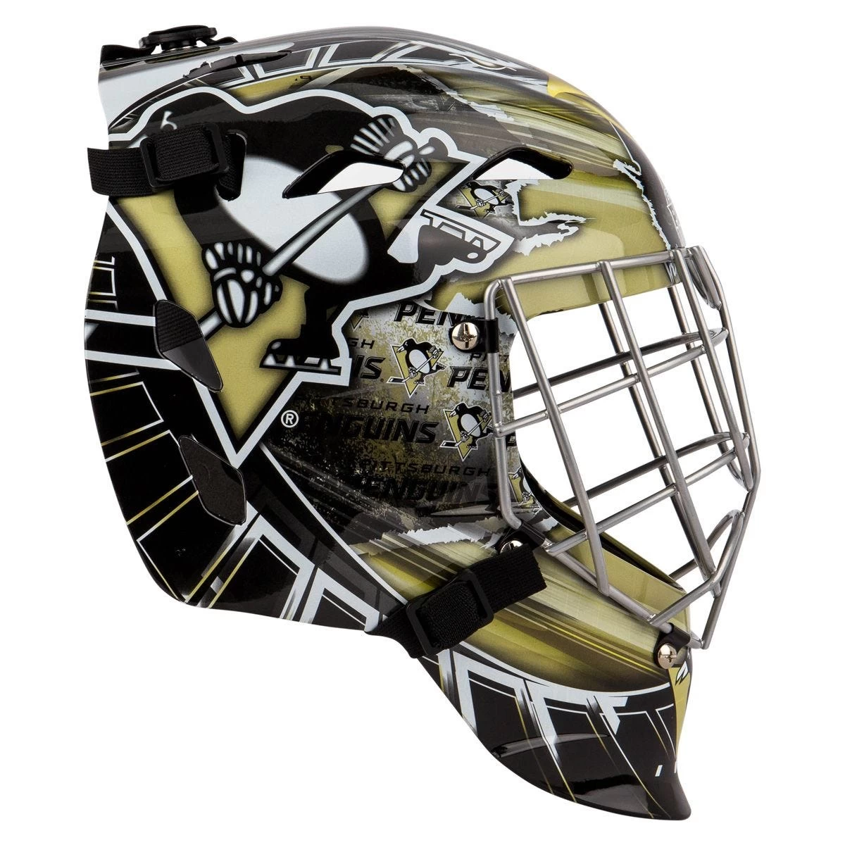 Franklin GFM 1500 Pittsburgh Penguins Goalie Face Mask 2 Franklin GFM 1500 Pittsburgh Penguins Goalie Face Mask - Image 2