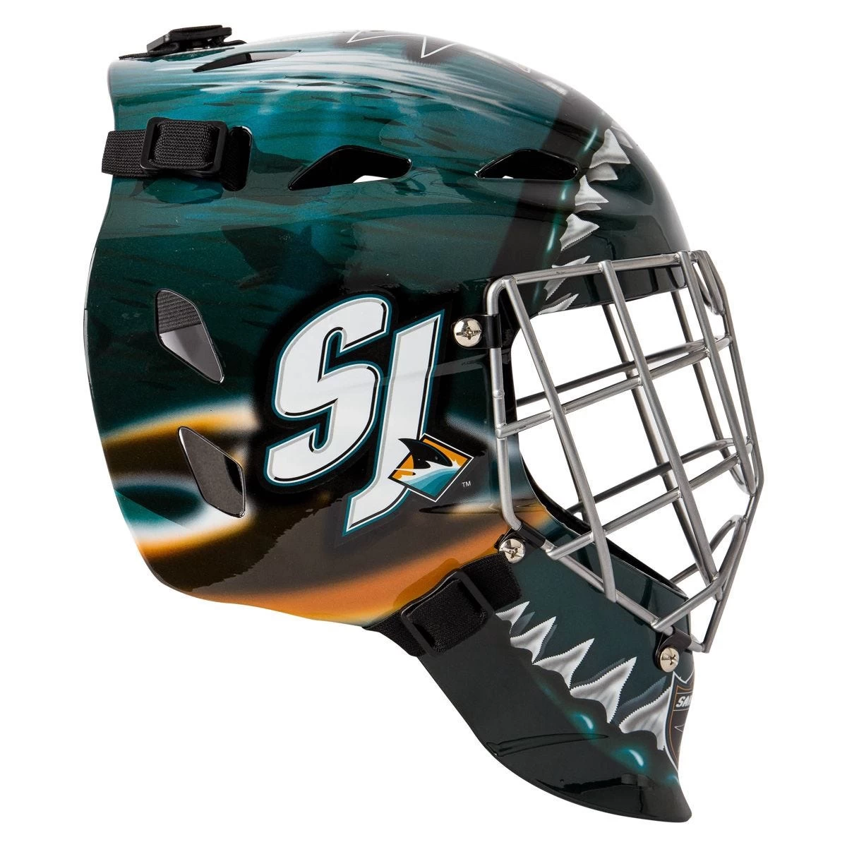 Franklin GFM 1500 San Jose Sharks Goalie Face Mask 2 Franklin GFM 1500 San Jose Sharks Goalie Face Mask - Image 2