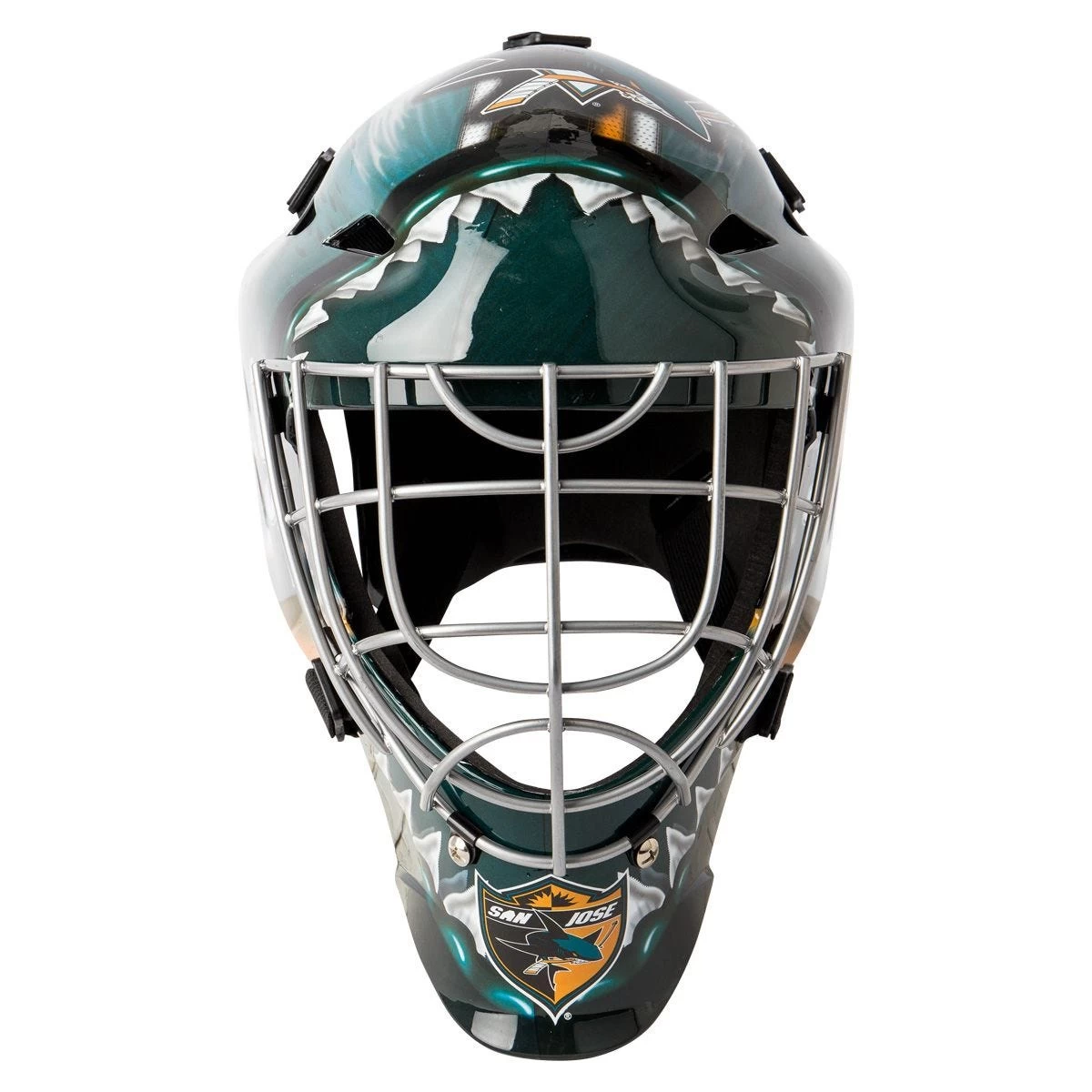 Franklin GFM 1500 San Jose Sharks Goalie Face Mask 3 Franklin GFM 1500 San Jose Sharks Goalie Face Mask - Image 3