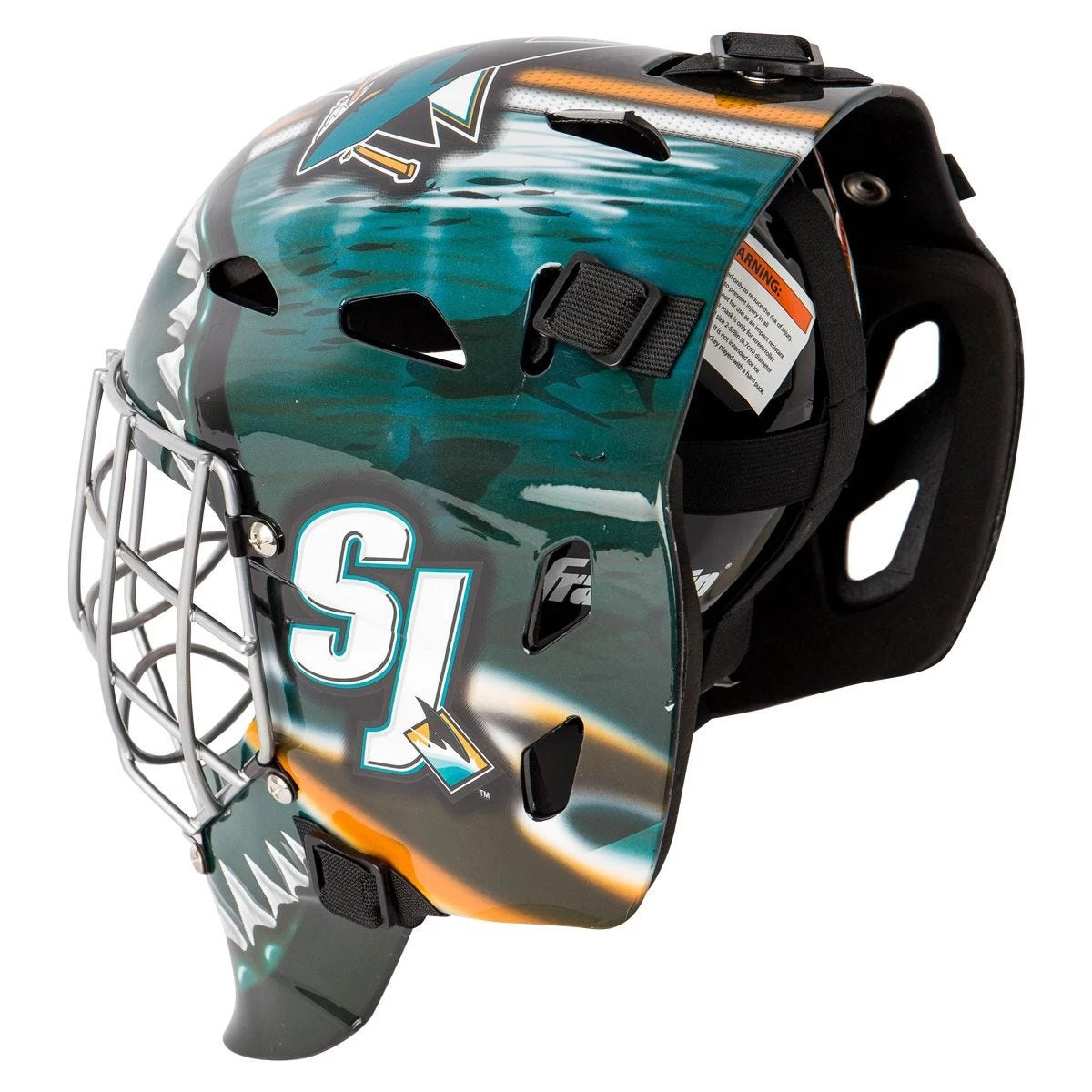 Franklin GFM 1500 San Jose Sharks Goalie Face Mask 4 Franklin GFM 1500 San Jose Sharks Goalie Face Mask - Image 4