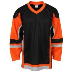 Stadium Youth Hockey Jersey - Black/Orange/Gray