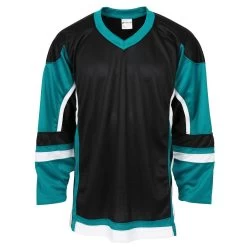 Stadium Adult Hockey Jersey - Black/Teal/White