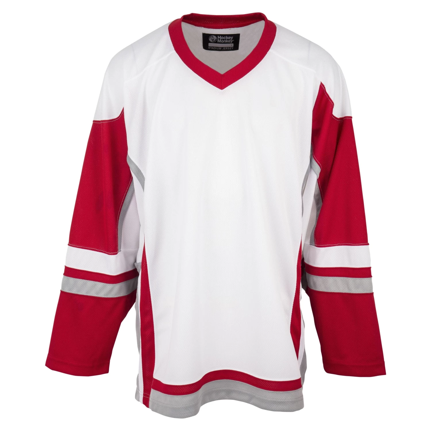Stadium Adult Hockey Jersey - White/Red/Gray 2 Stadium Adult Hockey Jersey - White/Red/Gray - Image 2