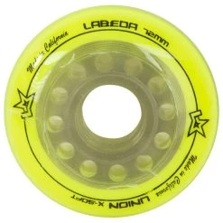 Labeda Union X-Soft 74A Roller Hockey Wheel - Yellow - 4 Pack -Baseball Equipment labeda hockey wheel union x soft 76a 4pk inset3